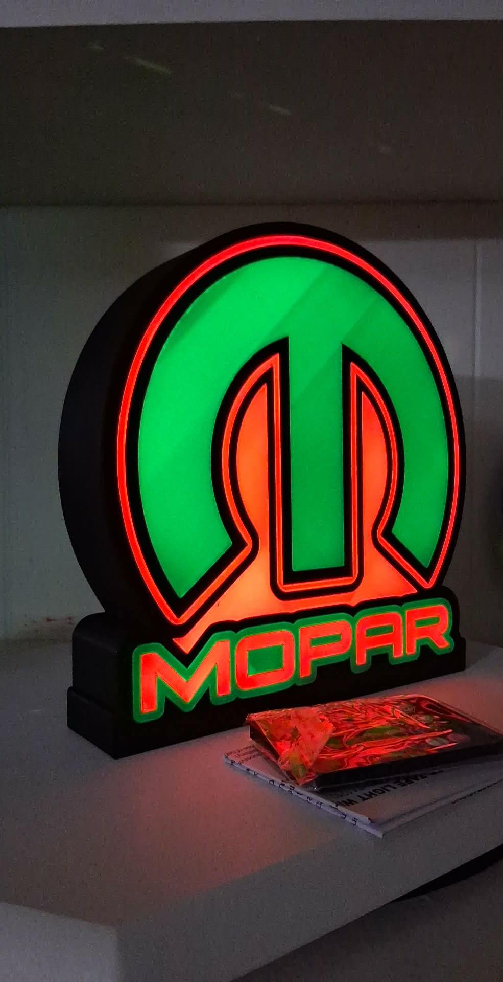 MOPAR Green Yellow LED light box – custom 3D printed – Lit Layer Creations